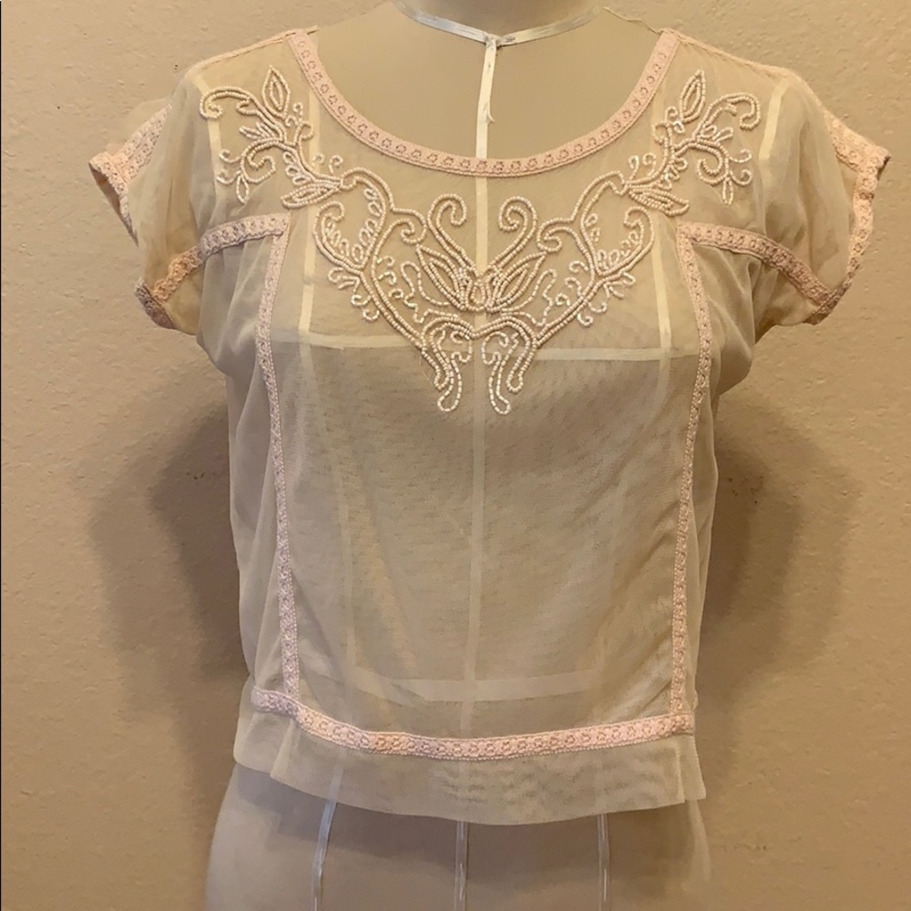 Vintage look lace beaded blouse